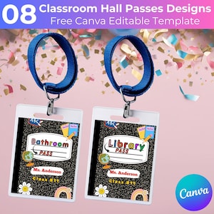 Classroom Hall Passes Canva Template, Bathroom Pass, Nurse Pass ...