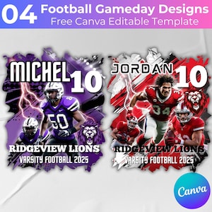 Football T Shirt Canva Editable Designs, Football Game Day Template, Football T Shirt Template, Football Mascot Shirt Canva Digital Download