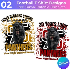 Football T Shirt Canva Editable Designs, Reunion Alumni Shirt, Football Game Day Template, Football T Shirt Template, Football Players Shirt