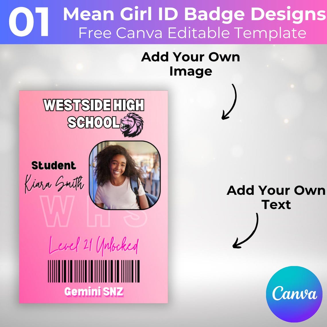 Mean Girl ID Badge Canva Template, Birthday Party Favor Canva Editable ...