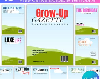 15 Editable Magazine Cover Canva Template Bundle, Magazine Fashion Cover, Customizable Lifestyle, Music, News Magazine Cover Designs Digital