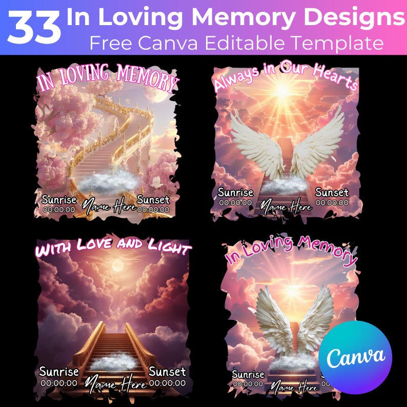 33 in Loving Memory Design Canva Editable Bundle, in Loving Memory T ...
