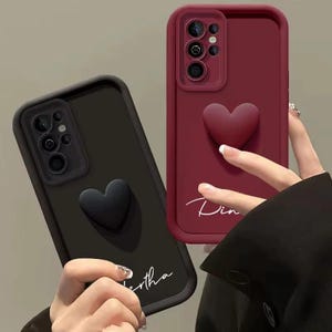 Personalisierte geprägte Love Heart Hülle für Samsung Galaxy S24 S23 S22 Ultra Plus - Geschenkidee für sie -