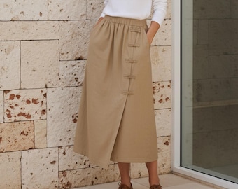 Women's 100% Linen Skirt Organic Linen Skirt Slim A-line Skirt Midi Skirt Custom Skirt Large Size Clothing Linen Plus Size Skirt