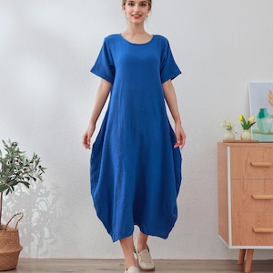 Muslin Organic Cotton Dress Summer Short Sleeve Midi Dress Soft Lightweight Gauze Homewear 100% Natural Cotton Dress Customized Plus Clothes