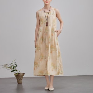 Summer Printed Cotton Sundress Floral Sleeveless Midi Dress Soft Homewear Customize Plus Dress Original printing dyeing personalized pattern