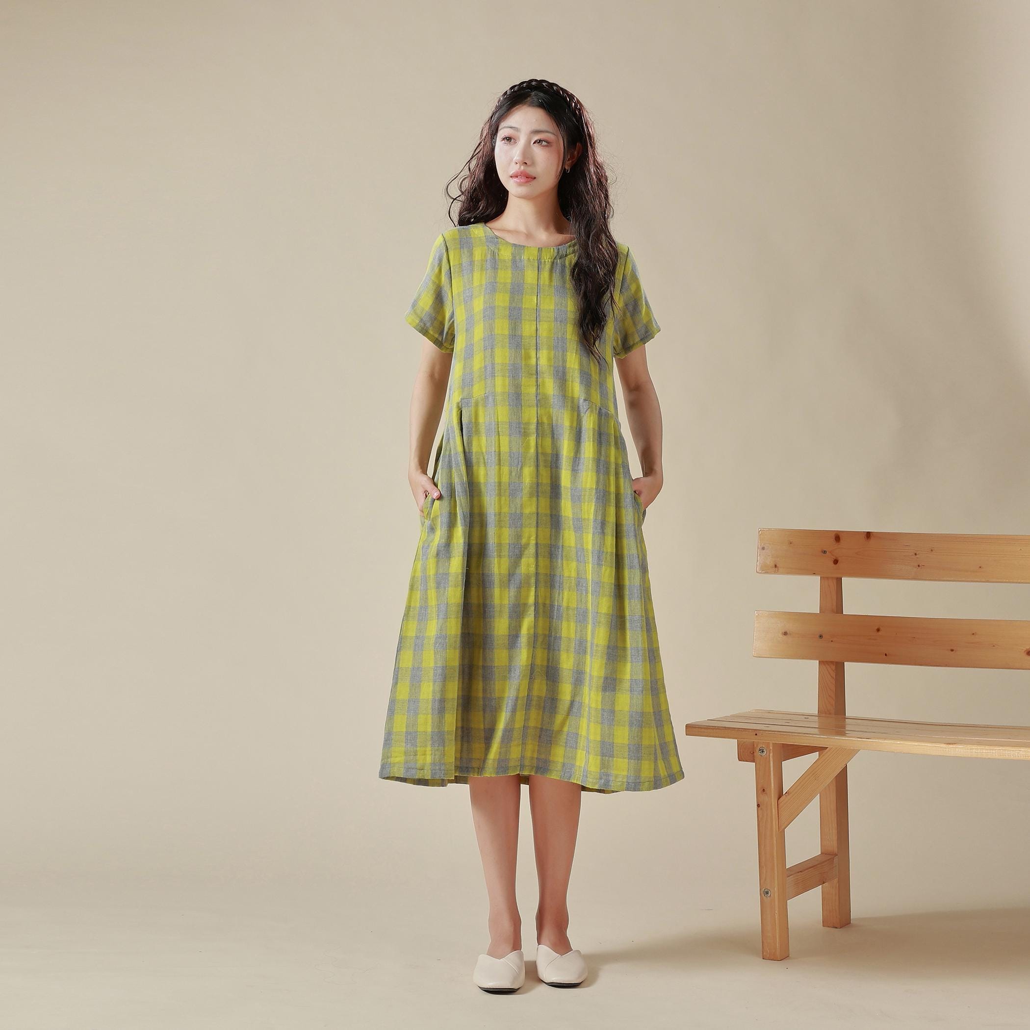 ワンピース Lady Checkered Belted Midi Dress 71q5eHf0+vL._SY350_QL65_.jpg