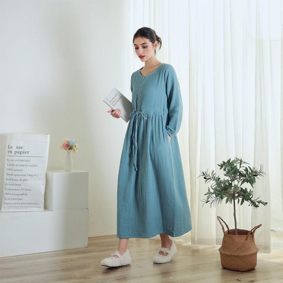 knee length dresses for ladies Soft Muslin Children's Dress, Old blush (long sleeve) – Unavaate