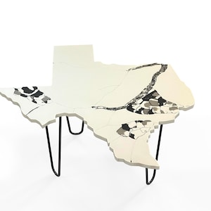 Texas Table Couchtisch Quarzmarmor Stein Luxus Kreatives Design Patriotische Einzigartige USA Lone Star Übersichtskarte