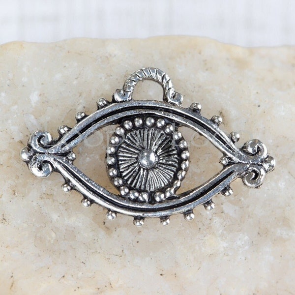 10%OFF, Seeing eye pendant, Evil Eye charm, Antique Silver bohemian rustic amulet protection charms, lead free Pewter, Made in USA