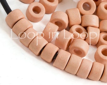 25%OFF 6X4mm Mykonos Beads For Jewelry Making Salmon light Pink ceramic Greek bead Apricot pastel color Mini Tube for leather DIY 30pcs