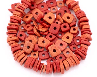 25%OFF, 5mm Ceramic abstract chip beads, Red Sunset Mix, Mykonos Greek Beads, Tiny irregular spacers washers, jewelry making