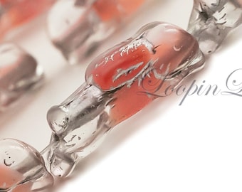 NUEVO, Cuentas de conejito de vidrio hechas a mano, mezcla de rosa transparente, baño de plata, dije de conejo de 1 pulgada, (2, 6 o 20 piezas)