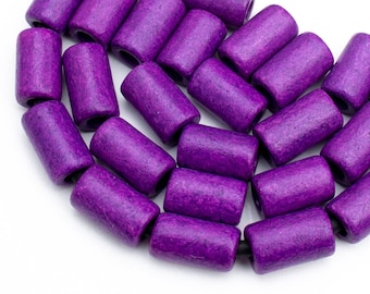 Mykonos Ceramic Short Tube 6x10mm beads, Bright purple mix, pick qty