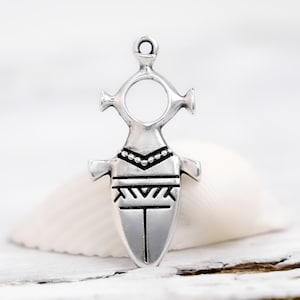 Ethnic Tuareg Goddess pendant, Silver zamak pendant, bohemian pendant, tribal pendant, made in Europe, for jewelry making