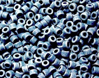 25%OFF 30 Ceramic Mini Tube Beads, Spacer Beads, Denim blue jean, 6X4mm beads, Greek Mykonos Beads, with large hole for leather