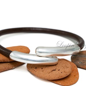 Modern 5mm tube Clasp, magnetic clasp, Sterling silver plated, round leather cord clasp, bracelet clasp, jewelry making, made in EU