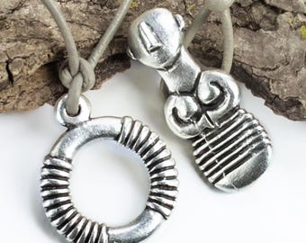 Fecho de alternância com deusa, prata antiga, fecho boho grande, pingente de ídolo neolítico, contas de Mykonos, para confecção de joias, 1 conjunto