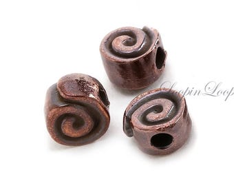 Cuentas en espiral Mykonos de 10 mm, metal de cobre antiguo, dijes náuticos (6/10/25/50 unidades)