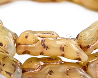 Cuentas de conejito de vidrio hechas a mano, color caramelo con baño de cobre, cuenta de conejo de 2,5 cm, cuentas de animales (2, 6 o 20 unidades)