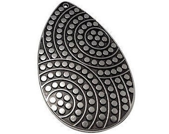 10%OFF 58mm Large Teardrop Pendant, Antique silver, textured Focal Bead with dots, European High Quality, hypoallergenic Metal, TH285sa 1pc