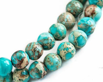 6mm Aqua Ocean Terra Jasper beads, round turquoise green brown, jewelry making, DIY supplies, gemstone semiprecious bead, Pick Qty