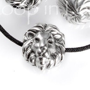 10%OFF Lion Head Slider Beads Antique Silver 12X10mm spacer bead Spacers for 1.5mm leather or cord rustic bohemian European zamak - pick qty