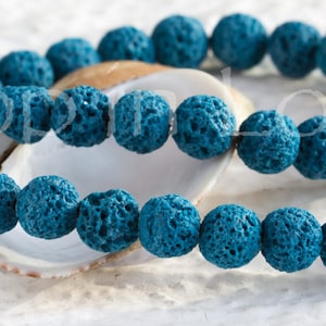 8mm Turquoise Lava rock Stone Beads Round diffuser Natural Semi Precious Organic Volcano Chakra Healing gemstone dyed pumice 10pcs