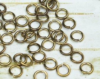 Anillas de salto de bronce crudo de 3 mm, anillas de salto pequeñas abiertas, corte de sierra, 20 g, 1/8 (3,2 mm) de diámetro interior, anillas de cota de malla, (paquete de 1 oz)