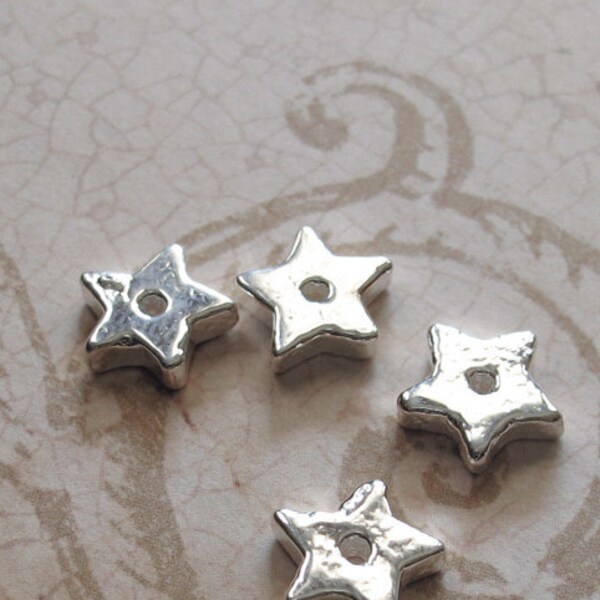 25%OFF Greek Ceramic Silver Star beads (2 pcs) fine bright Mykonos Beads Summer constellation Jewelry making craft supplies DIY