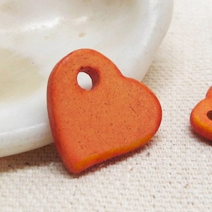 25%OFF Orange Ceramic Heart Bead Mykonos Heart Greek Beads Large Hole beads Jewelry making Craft supplies DIY pendant, 3pcs