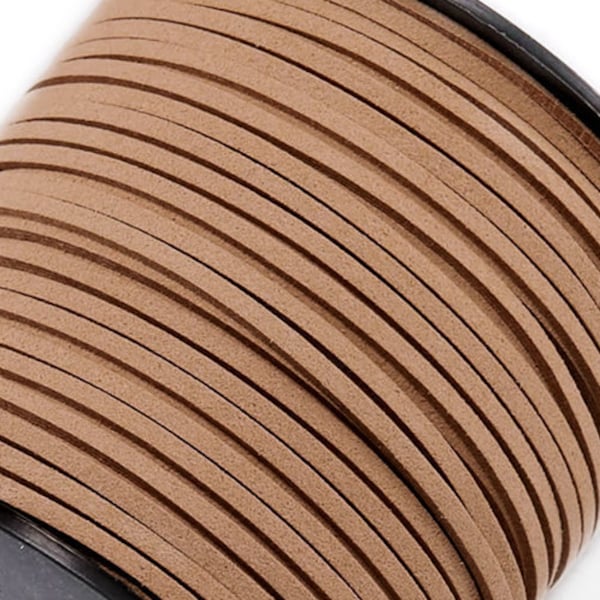 Top Quality 3mm Flat Greek Suede Cord, camel beige Flat suede Lace, necklace bracelet cord Jewelry making, By the Yard