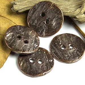 Mykonos Antique Copper Buttons, 17mm, Rustic, Etched Textured Bracelet Button, 6pcs
