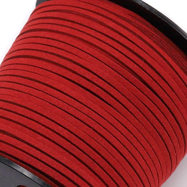 Top Quality 3mm Flat Greek Suede Cord, Dark Red Flat suede Lace, necklace bracelet cord, Jewelry making, By the Yard