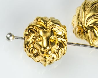 25/%OFF Lion Head Slider Beads Antique Brass 12X10mm spacer bead Spacers for 1.5mm leather or cord rustic bohemian European zamak 2pcs