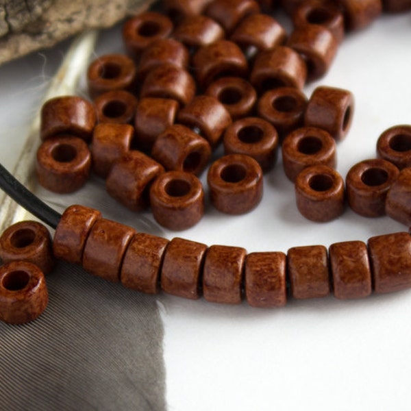25% OFF Perle en céramique grecque Mykonos Earthy Milk Chocolate Mini Tube 6X4mm - 30 Perles Couleurs d'automne artisanat bijoux fournitures DIY