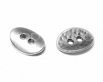 槌目オーバルボタン、アンティークシルバー、14 x 10 mm、ヨーロッパ産低アレルギー性ザマック、TH169、4/10/20個