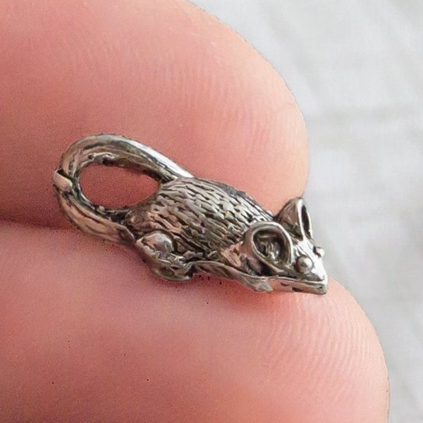 10%OFF Little Mouse Charm, Gold or Silver Antique Animal charms, cute 3D tiny mice earring charms Pewter Made in USA pick qty