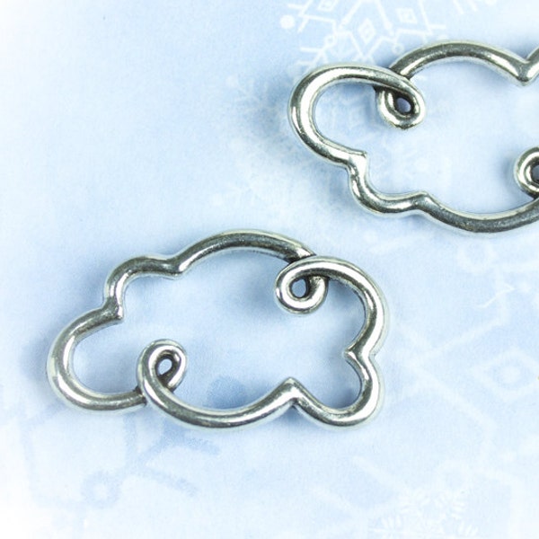 10%OFF, Silver Cloud Charm, large open Cloud Pendant, Silver Plated bracelet connector, European quality charm, jewelry link, TH167 -1pc