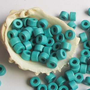 25%OFF, Mykonos Greek Ceramic Mini Tube Beads, turquoise 6X4mm Mykonos Beads, Spring Jewelry making supplies - pick qty