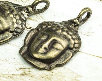 10%OFF, Buddha Pendant, Greek Mykonos Beads, Metal Charm Pendant, Antique Bronze Plated, for jewelry making -1pc)