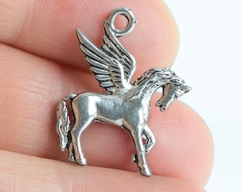 Unicorn Charm Earrings silver pewter USA-made 3-D dangle charms