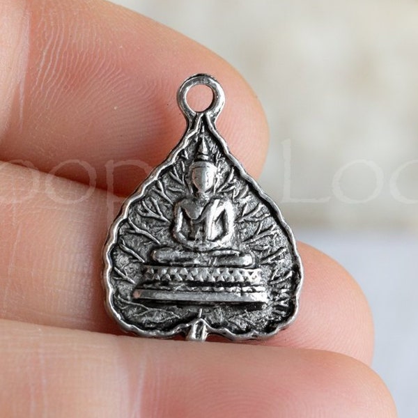 10%OFF Tibetan Buddha pendant,  Lotus Position Yoga charm, Antique Silver rustic Boho Namaste, Zen meditation, USA made, Pick qty