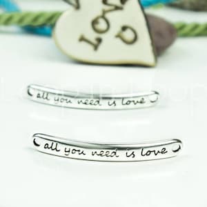 Stamped Bracelet Bar ID Connector, Antique Silver link, Motivational, friendship, Quality Casting, Bohemian Yoga, for jewelry making