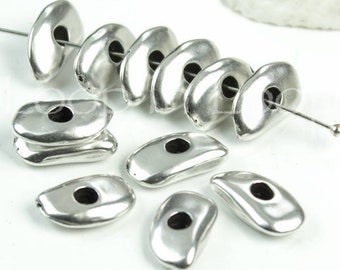 10%OFF, Silver cornflake disc washer, Shiny Metal Washers, Ø3 Spacer Beads, Flat pebble, high quality European, 9x16mm, 4 pcs