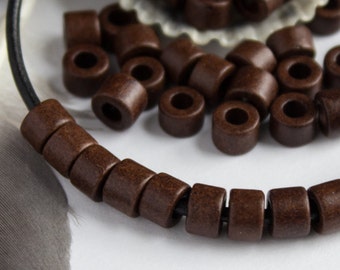 25%OFF, Bitter Chocolate brown Mykonos Greek Ceramic beads Mini Tube 6X4mm Bead Earthy colors craft jewelry supplies DIY - pick qty