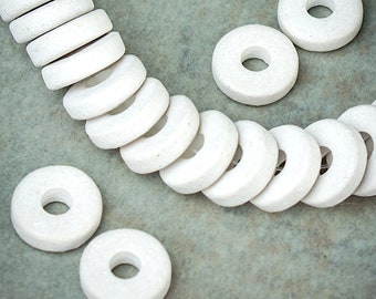 25% de réduction sur les perles Mykonos, rondelle ronde blanche de 8 mm, entretoises rondes, disque de rondelles plates, perles en céramique grecque -pick qty