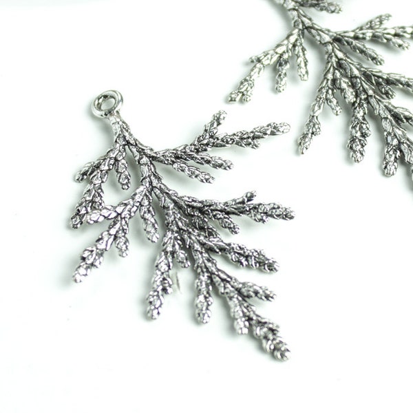 10%OFF Winter pine tree branch pendant antique silver or gold branch charms minimalist evergreen twig necklace Casting Metal 1pc