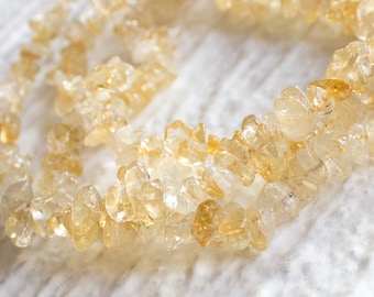 Lot De 10 Perles En Pierre Citrine – Chips, Palets Et Rondelles 10-14mm Jaune Orange