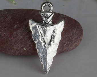 Arrowhead Pendant, Silver or Gold, Geometric, Boho, tribal, Hammered spear head, Southwest arrowhead charm, lead free Pewter, Made in USA